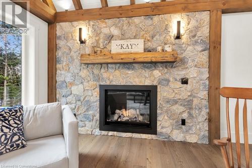 1301 Nordic Road, Arden, ON - Indoor Photo Showing Living Room With Fireplace