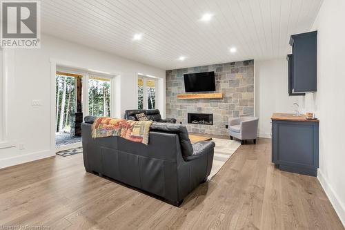 1301 Nordic Road, Arden, ON - Indoor Photo Showing Living Room With Fireplace