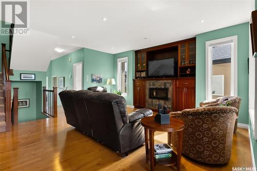 4981 Wright Road, Regina, SK - Indoor Photo Showing Living Room With Fireplace