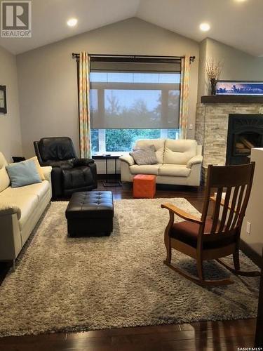 26 Pape Drive, Humboldt Lake, SK - Indoor Photo Showing Living Room With Fireplace