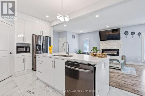 2930 Petty Road, London, ON - Indoor Photo Showing Kitchen With Fireplace With Double Sink With Upgraded Kitchen