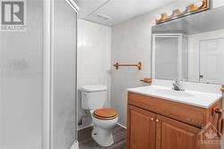 The basement bathroom offers modern comfort with sleek finishes. - 