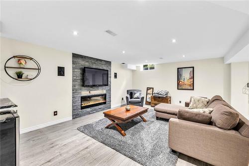 20 Lampman Drive, Hamilton, ON - Indoor Photo Showing Living Room With Fireplace