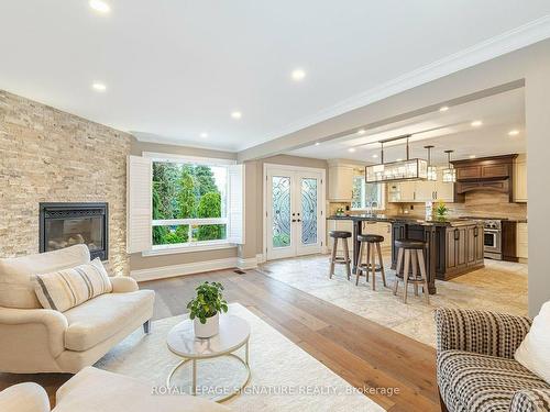 30 Stone St, Halton Hills, ON - Indoor Photo Showing Living Room With Fireplace