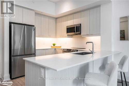 207 - 1 Hume Street, Collingwood, ON - Indoor Photo Showing Kitchen With Stainless Steel Kitchen With Upgraded Kitchen