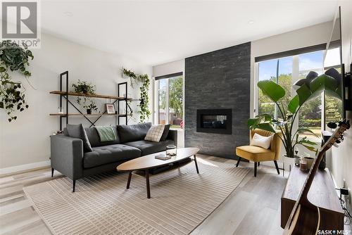 2777 Mcdonald Street, Regina, SK - Indoor Photo Showing Living Room With Fireplace