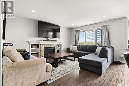 4605 Padwick Avenue, Regina, SK - Indoor Photo Showing Living Room With Fireplace