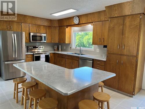 Pohler Acreage, Spalding, SK - Indoor Photo Showing Kitchen With Stainless Steel Kitchen With Double Sink