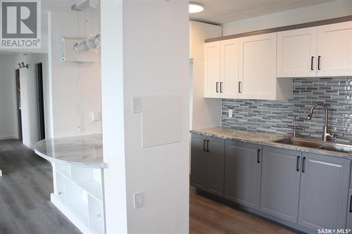 506 4045 Rae Street, Regina, SK - Indoor Photo Showing Kitchen With Double Sink