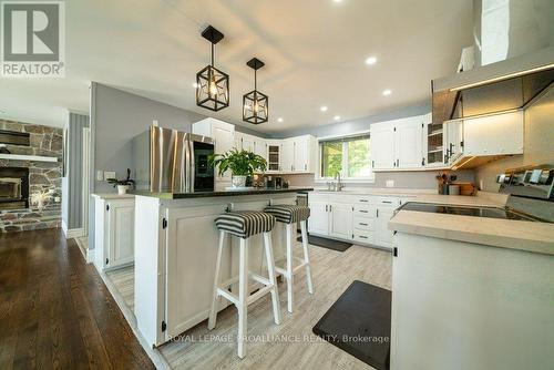 1049 Perry Lane, North Frontenac, ON - Indoor Photo Showing Kitchen With Fireplace