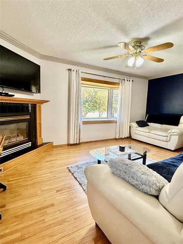 710 Thomas Drive, Virden, MB - Indoor Photo Showing Living Room With Fireplace