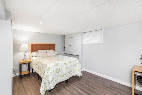 Generously sized basement bedroom #2 with build in headboard. - 64 Terrace Drive, Dundas, ON - Indoor Photo Showing Bedroom