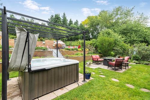 Pergola with fairy lights over the hot tub - 64 Terrace Drive, Dundas, ON - Outdoor