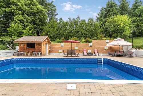 Brand new liner in the pool for summer! - 64 Terrace Drive, Dundas, ON - Outdoor With In Ground Pool With Deck Patio Veranda With Backyard
