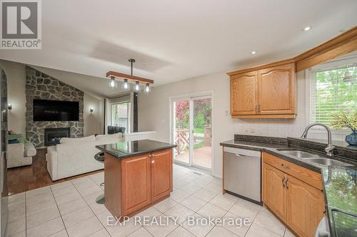 52 Hillgarden Drive, Hamilton, ON - Indoor Photo Showing Kitchen With Fireplace With Double Sink