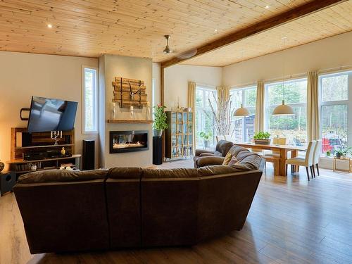 Salon - 34 Ch. Lac-Léon, Saint-Donat, QC - Indoor Photo Showing Living Room With Fireplace