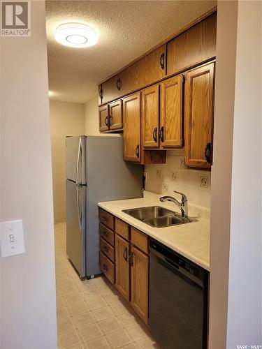 401 4545 Rae Street, Regina, SK - Indoor Photo Showing Kitchen With Double Sink