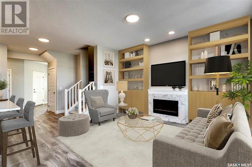 320 Myles Heidt Lane, Saskatoon, SK - Indoor Photo Showing Living Room With Fireplace