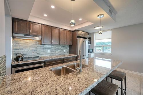 Granite with SS sink - 120 Duke Street|Unit #1506, Hamilton, ON - Indoor Photo Showing Kitchen With Double Sink With Upgraded Kitchen