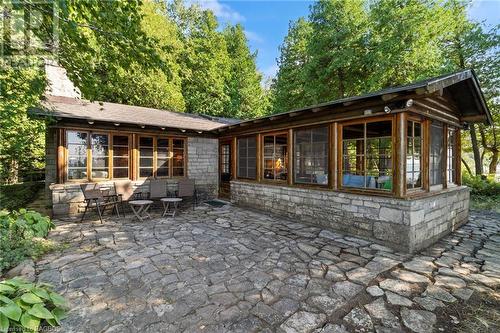 Lake Side Windows and Stone Patio - 204 Victoria Street, Inverhuron, ON - Outdoor With Deck Patio Veranda