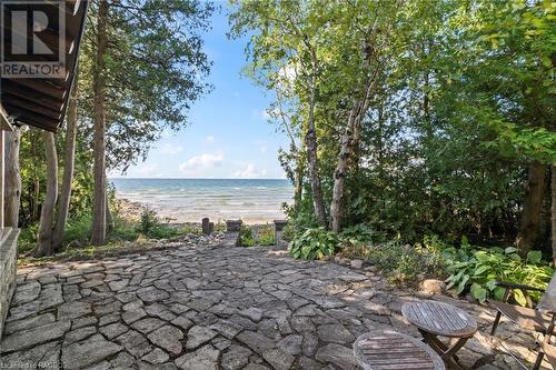 Northern Patio and View - 204 Victoria Street, Inverhuron, ON - Outdoor With Body Of Water With View