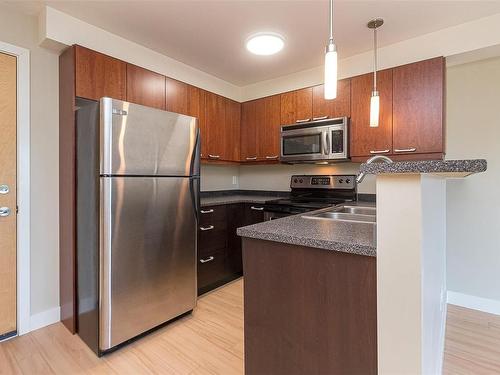 306-356 Gorge Rd East, Victoria, BC - Indoor Photo Showing Kitchen With Double Sink