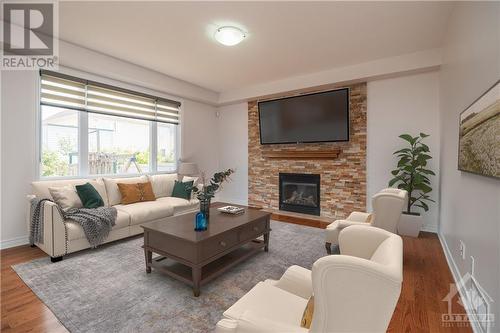 Cozy Gas Fireplace - 107 Mangrove Crescent, Ottawa, ON - Indoor Photo Showing Living Room With Fireplace