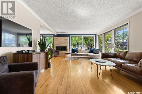 3535 Argyle Road, Regina, SK - Indoor Photo Showing Living Room With Fireplace