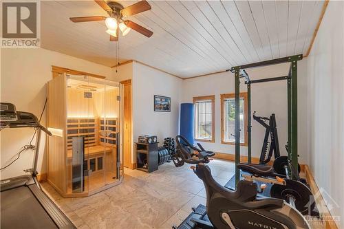 This is another bedroom that the current owners use as a gym. - 698 Moffat Street, Pembroke, ON - Indoor Photo Showing Gym Room