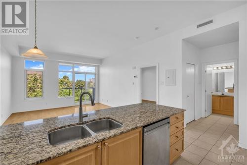 205 Bolton Street Unit#413, Ottawa, ON - Indoor Photo Showing Kitchen With Double Sink