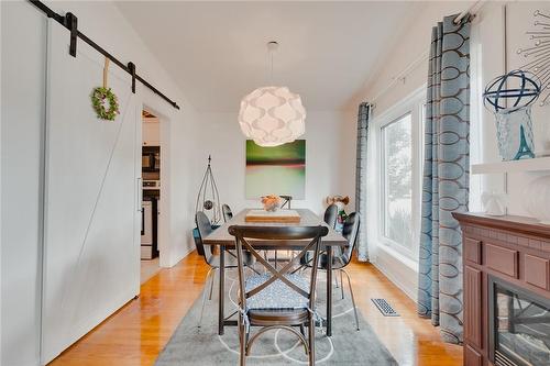 112 Buckingham Drive, Hamilton, ON - Indoor Photo Showing Dining Room With Fireplace