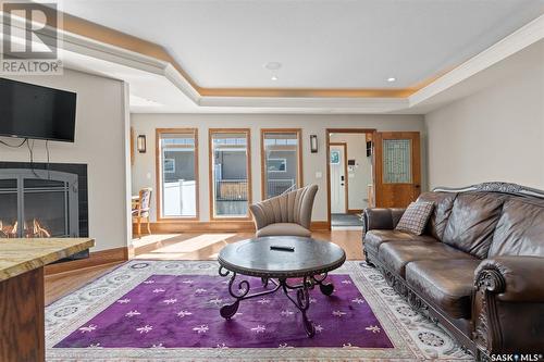 1320 Elliott Street, Saskatoon, SK - Indoor Photo Showing Living Room With Fireplace