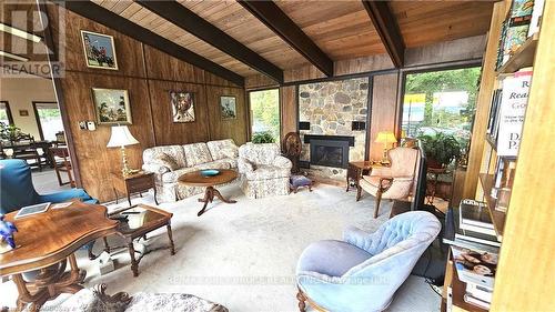 100 Whippoorwill Road, Northern Bruce Peninsula, ON - Indoor Photo Showing Living Room With Fireplace