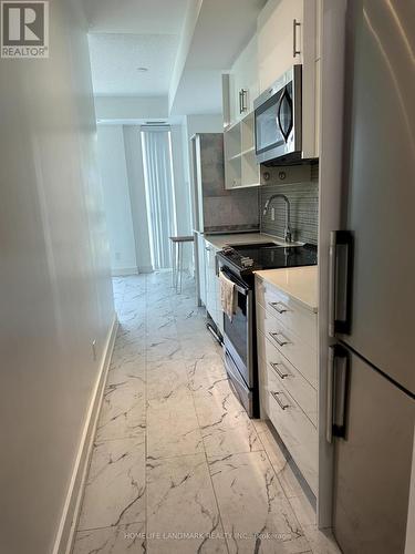 201 - 128 Fairview Mall Drive, Toronto (Don Valley Village), ON - Indoor Photo Showing Kitchen With Stainless Steel Kitchen With Upgraded Kitchen