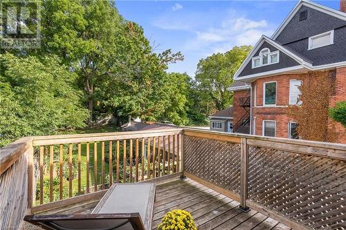 The private second-story balcony offers a tranquil escape with stunning views, providing an intimate space for relaxation and enjoying the outdoors in peace and privacy. - 1371 3Rd Avenue E, Owen Sound, ON - Outdoor With Deck Patio Veranda With Exterior