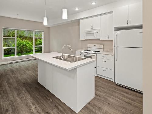 102-1018 Inverness Rd, Saanich, BC - Indoor Photo Showing Kitchen With Double Sink