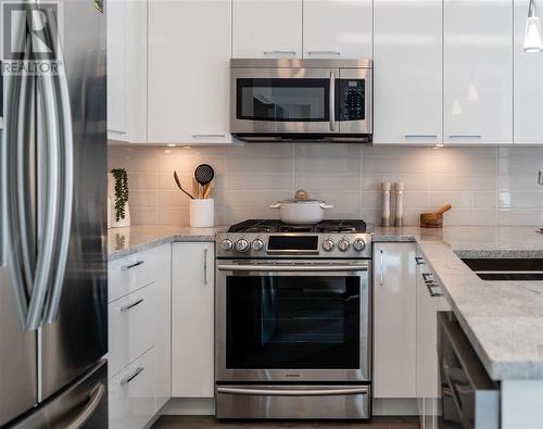 102 2356 Welcher Avenue, Port Coquitlam, BC - Indoor Photo Showing Kitchen With Stainless Steel Kitchen With Upgraded Kitchen