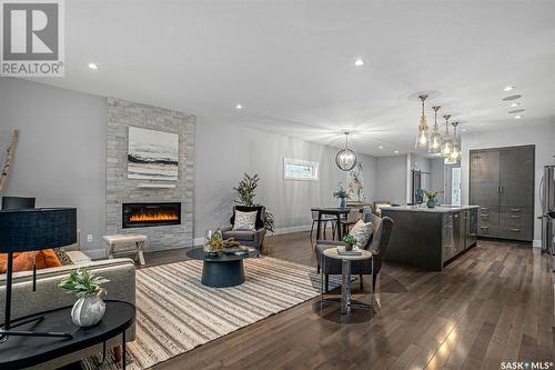 522A 6Th Street E, Saskatoon, SK - Indoor Photo Showing Living Room With Fireplace