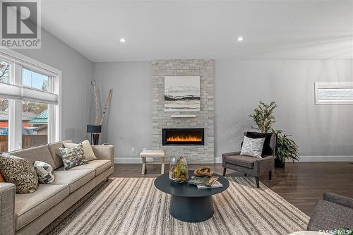 522A 6Th Street E, Saskatoon, SK - Indoor Photo Showing Living Room With Fireplace