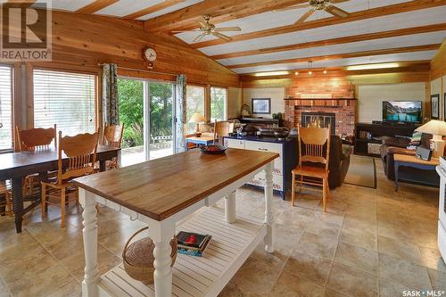 1201 Willow Avenue, Saskatchewan Beach, SK - Indoor Photo Showing Dining Room With Fireplace