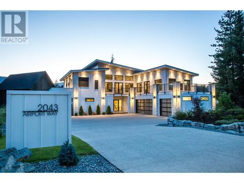 Front Exterior at Dusk - 2043 Airport Way, Revelstoke, BC - Outdoor