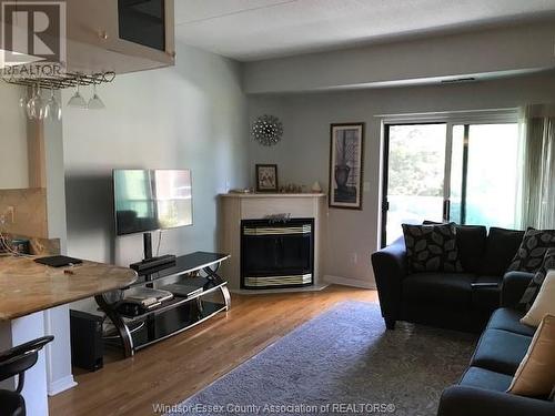 4789 Riverside Drive East Unit# 205, Windsor, ON - Indoor Photo Showing Living Room With Fireplace