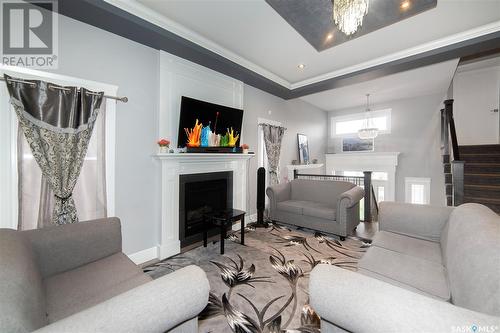 766 Labine Court, Saskatoon, SK - Indoor Photo Showing Living Room With Fireplace