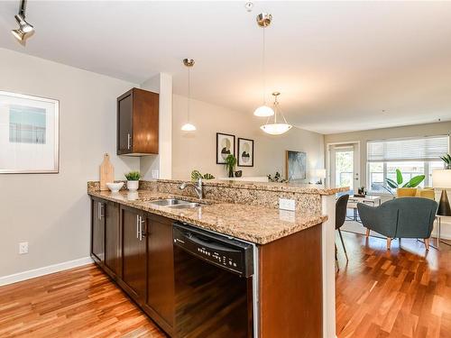 206-1510 Hillside Ave, Victoria, BC - Indoor Photo Showing Kitchen With Double Sink