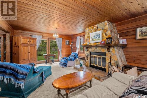 Hurd Lake Acreage, Leask Rm No. 464, SK - Indoor Photo Showing Living Room With Fireplace