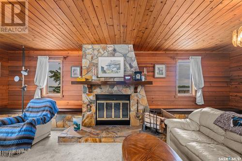 Hurd Lake Acreage, Leask Rm No. 464, SK - Indoor Photo Showing Living Room With Fireplace