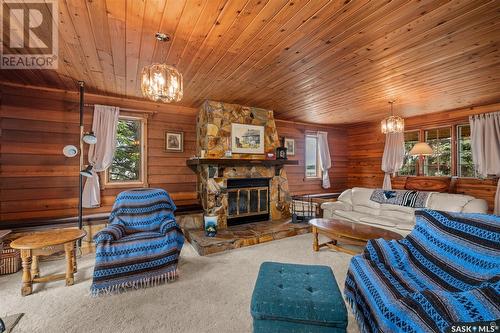 Hurd Lake Acreage, Leask Rm No. 464, SK - Indoor Photo Showing Living Room With Fireplace