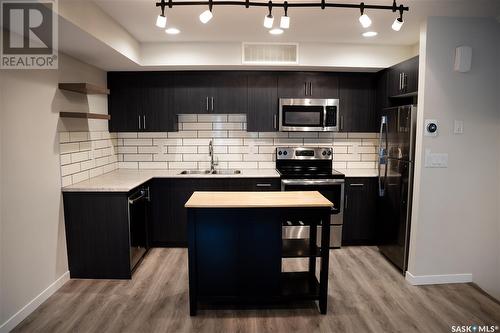 105 3367 Green Poppy Street, Regina, SK - Indoor Photo Showing Kitchen With Stainless Steel Kitchen With Double Sink With Upgraded Kitchen