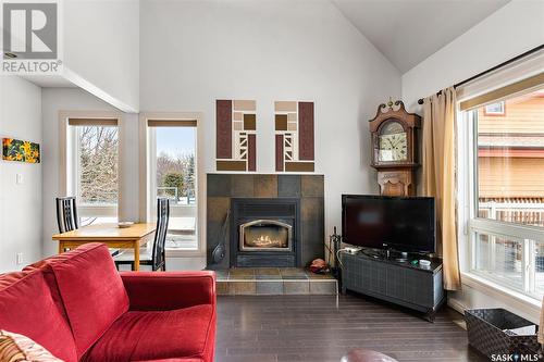 317 Cumming Avenue, Manitou Beach, SK - Indoor Photo Showing Living Room With Fireplace