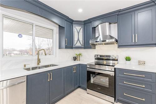 quartz, stainless, never used - 3045 Portage Road, Niagara Falls, ON - Indoor Photo Showing Kitchen With Double Sink